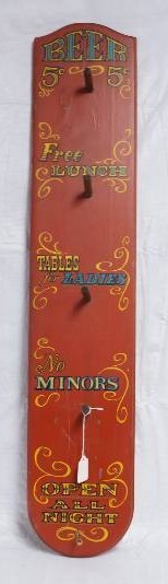 lot 9105 image: Vintage 1968 - Wooden Bar Sign Cup Holder - 3 FEET TALL - great condition