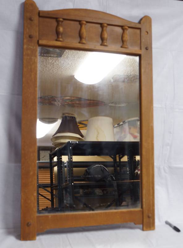lot 9113 image: Vintage Dresser Mirror - wooden frame - 3 FEET TALL