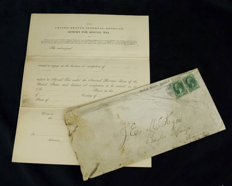 lot 8056 image: Collectible OLD United States Internal Revenue IRS Return for Special Tax Letter & Envelope