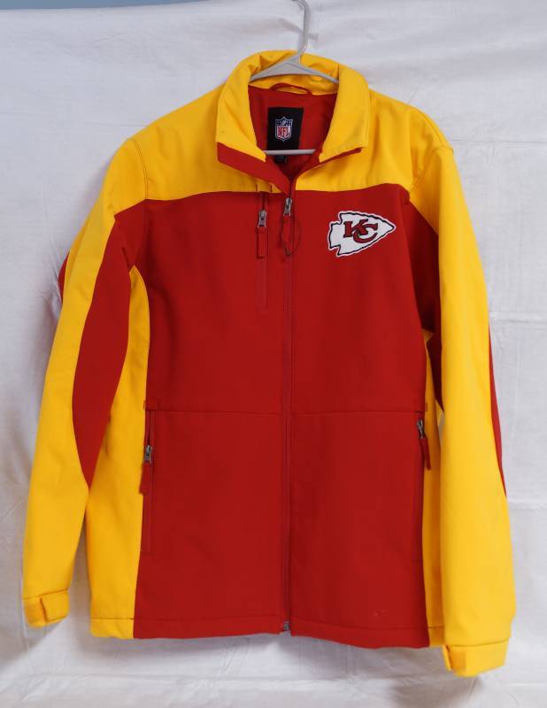 lot 9130 image: NFL - Kansas City Chiefs Jacket - VERY NICE Size medium - No stains, no rips, no wear - See photos - from non smoking home