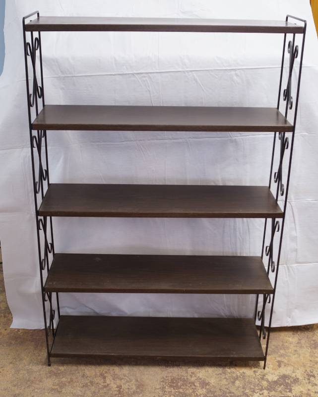 lot 9145 image: Vintage Metal Shelf (probably from the 1950s or 1960) fancy scrolling metal sides - COOL