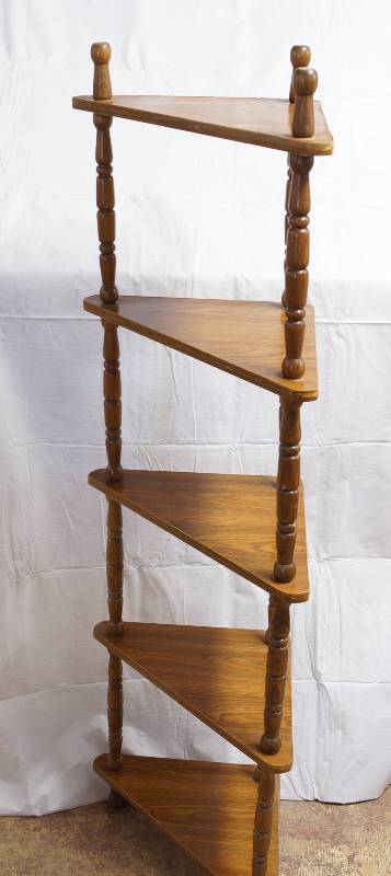 lot 9004 image: Tall Corner Shelf - Nice 5 Shelves - See photos for measurements