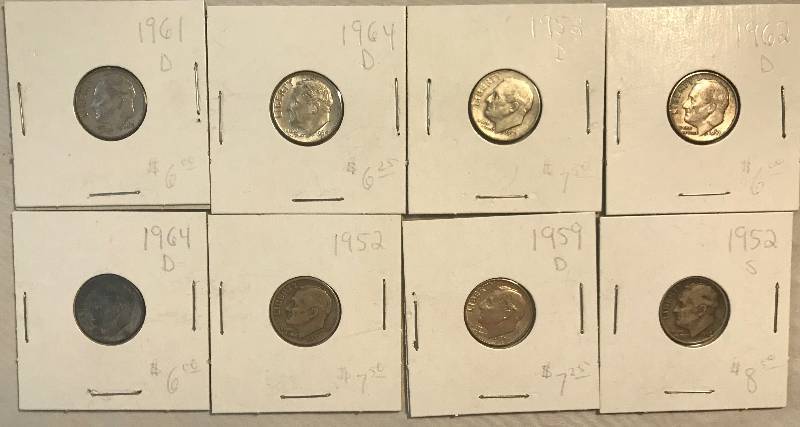 lot 3053A image: 1950s & 1960s Roosevelt Dime Collection - From Old Coin Collection