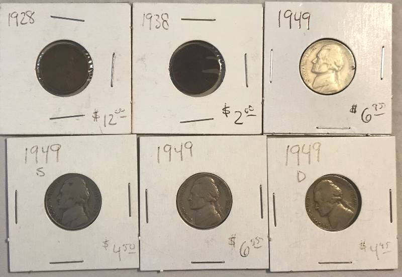 lot 3056 image: OLD 1920s, 1930s & 1940s Lincoln Penny & Jefferson Head Nickel - From Old Coin Collection