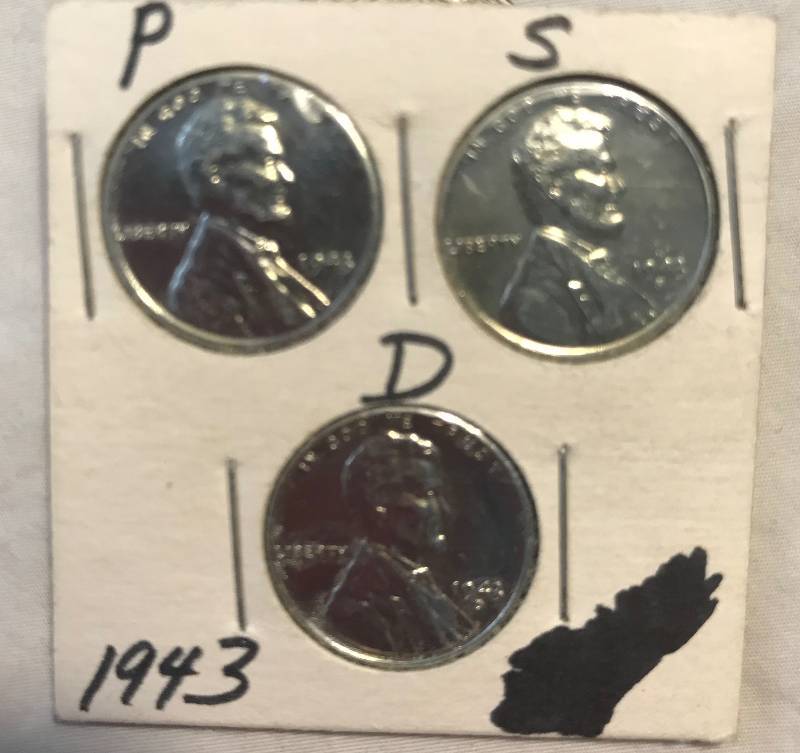 lot 3058 image: 1943 P, S & D Lincoln Head Penny Set - WOW Add To Your Collection Now From Old Coin Collection