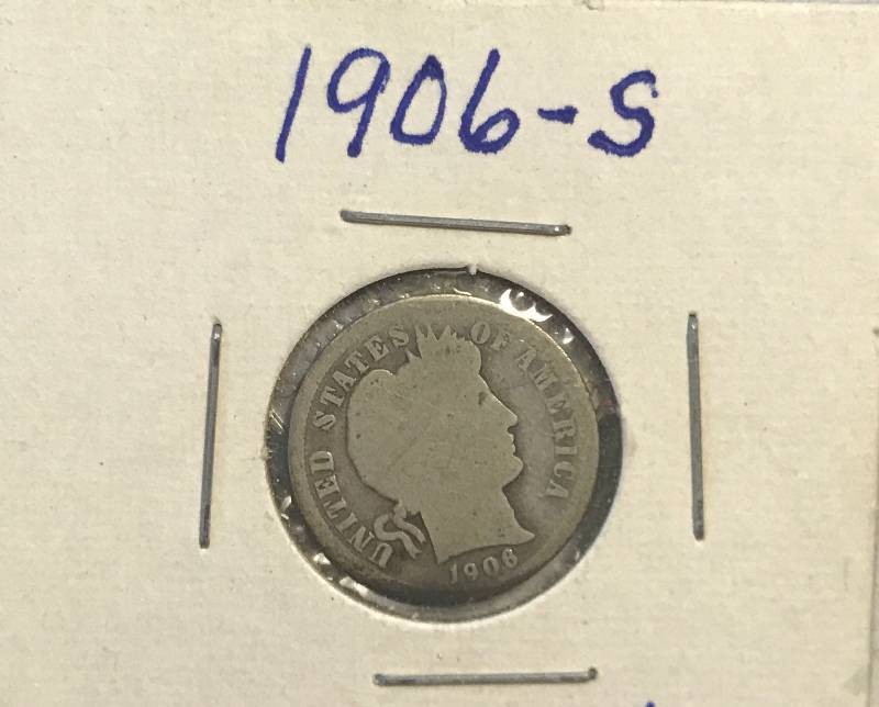 lot 3059 image: OLD 1906-S Barber Dime - From Old Coin Collection