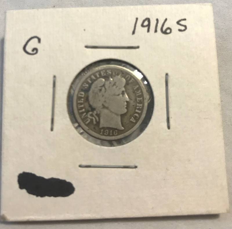 lot 3063 image: 1916-S Barber Dime - From Old Coin Collection