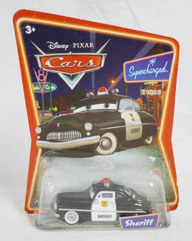 lot 7349 image: Disney Pixar Cars Die Cast toy Supercharged Edition Sheriff by Mattel Series 2 - NEW in Original Package