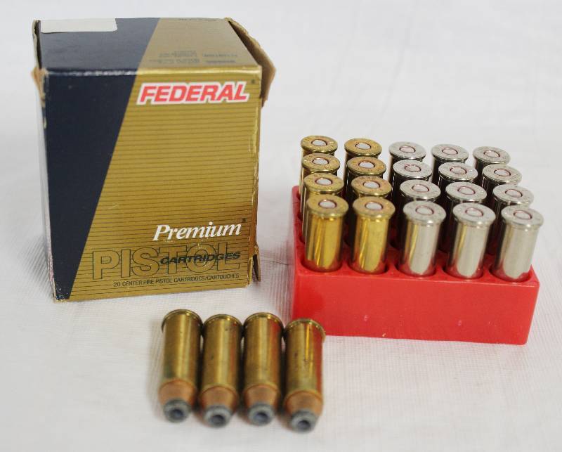 lot 9236 image: Lot of Hollow Point FEDERAL 44 Rem Mag Cartridges Qty of 24 12 are Hydra shock