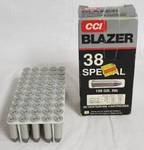 Box of 50 Centerfire 38 Special Centerfire Cartridges - CCI - 158 GR RN 3522