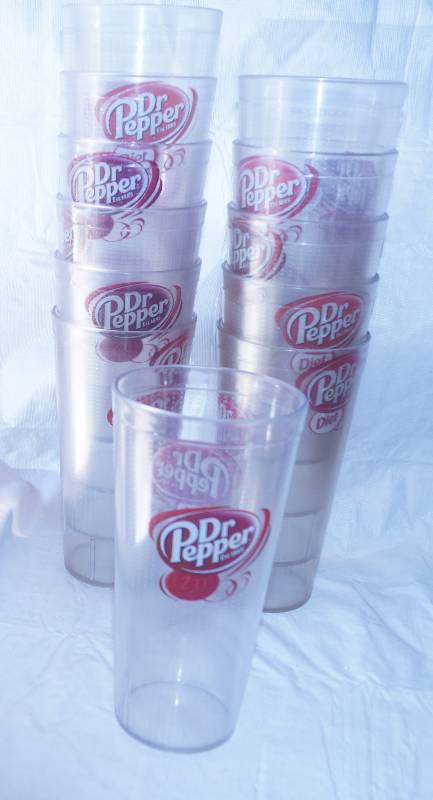 lot 4188A image: Set of 12 Dr. Pepper Restaurant Clear Plastic Tumblers Cups- Very Neat