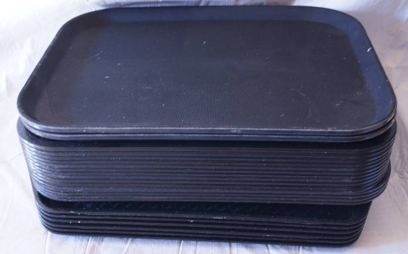lot 4171 image: Lot of Brown Plastic Serving Trays- Great Bundle Deal