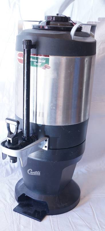lot 4169 image: Curtis 1.5 Gallon ThermoPro Gravity Black Coffee Serving Pot- Model No. TXSG1501S600