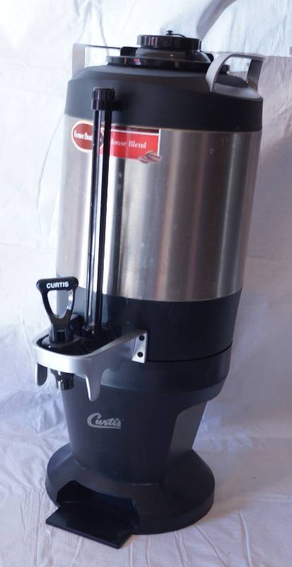lot 4170 image: Curtis 1.5 Gallon ThermoPro Gravity Black Coffee Serving Pot- Model No. TXSG1501S600