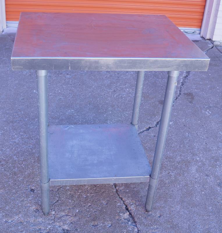 lot 4162 image: RJ Fabricators Stainless Steel Prep Table- Nearly 3 Feet Tall