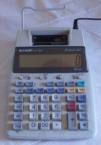 lot 4055 image: Nice Sharp Office Calculator  - TWO COLOR PRINT -  Works