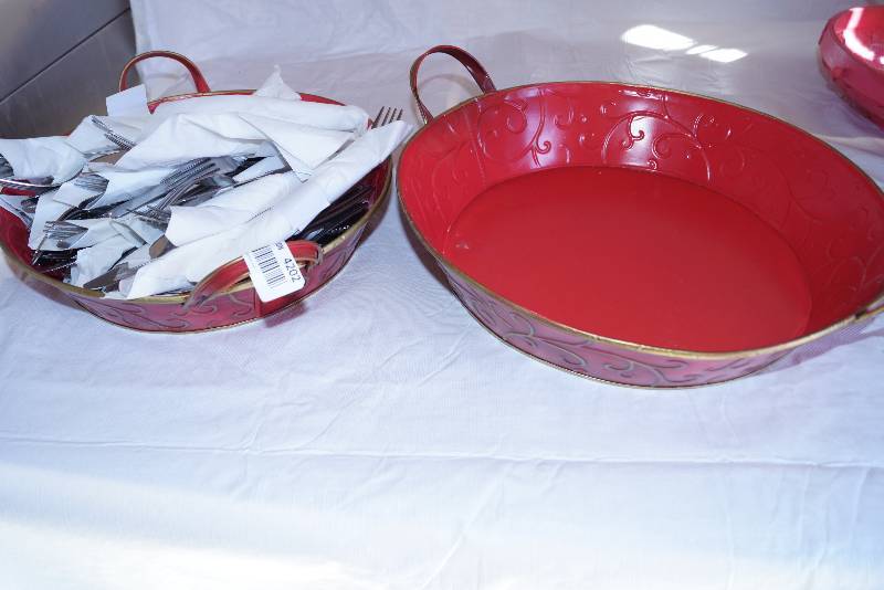 lot 4202 image: Lot of Napkin-Wrapped Silverware- Red Bowl Included