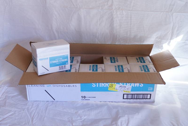 lot 4037 image: 10,000 Plastic Black Stirrer Straws- All in Boxes Great Deal