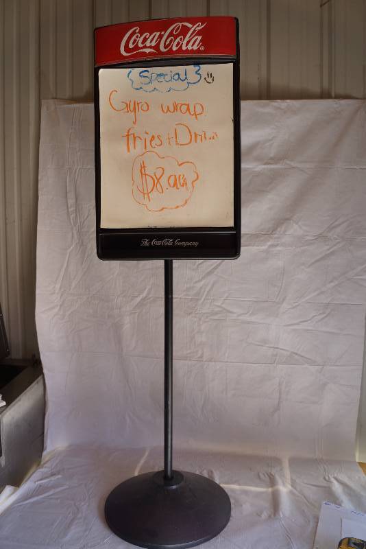 lot 4050 image: Standing Coca Cola Dry Erase Board- Very Cool