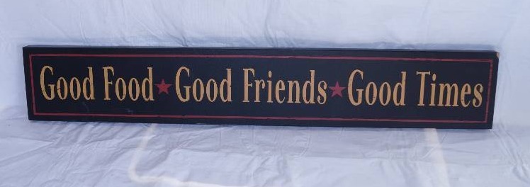 lot 4051 image: Good Food, Good Friends, Good Times Wooden Wall Decor- Perfect for Kitchens