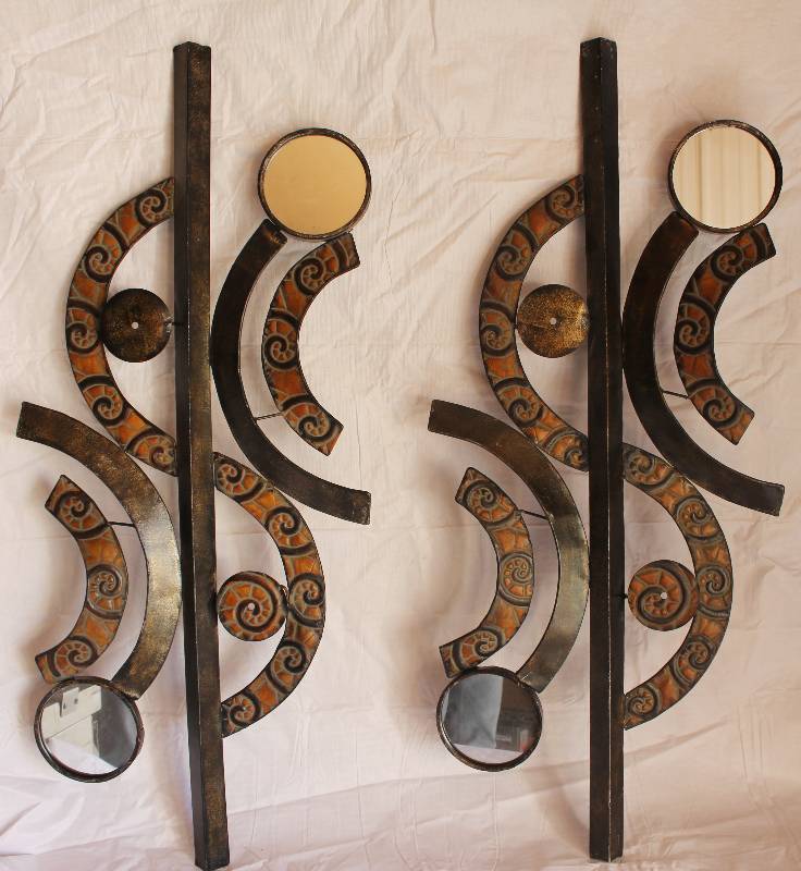 lot 4004 image: Pair of Unique Metal Abstract Wall Decor- Very Neat