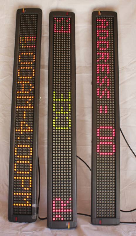 lot 4018 image: Set of 3 Alpha Big Dot LED Signs- 4 x 46- Adaptive Micro Systems Model No. ABD120- Very Cool