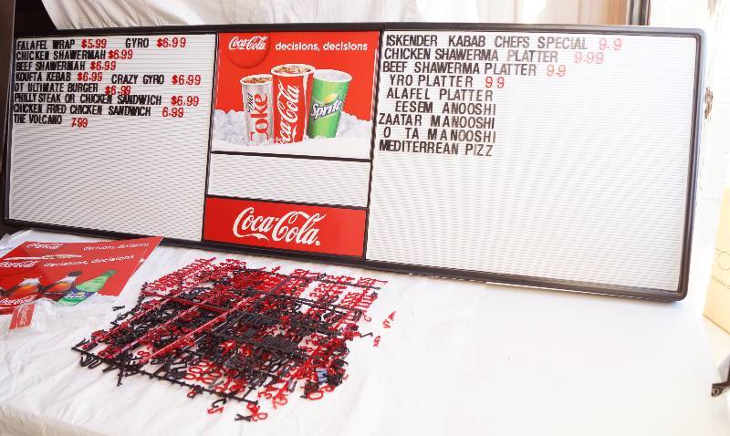 coke cola menu board