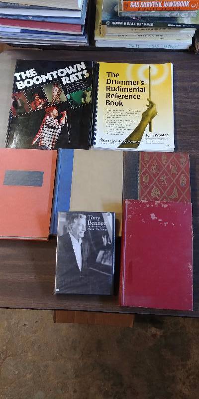 lot 215 image: Music Book Lot (Vintage, Collectible, Tony Bennett DVD, Drummers Manual)