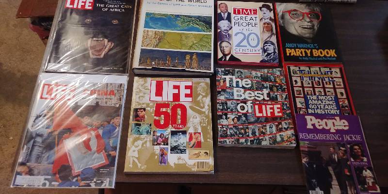 lot 258 image: Time Life Magazine Lot (Includes Vintage Atlas, Andy Warhol Book, MORE)