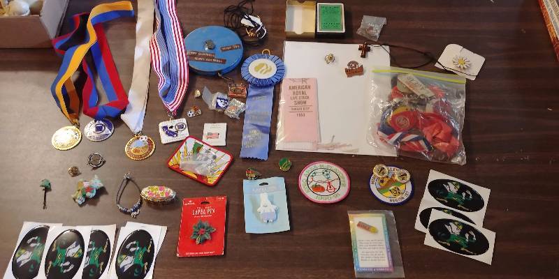 lot 308 image: Miscellaneous Patches, Ribbons, Medals, and More (Sports, American Royal, more...)