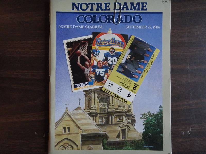 lot 1395 image: Notre Dame 1984 Game Program and Used Ticket