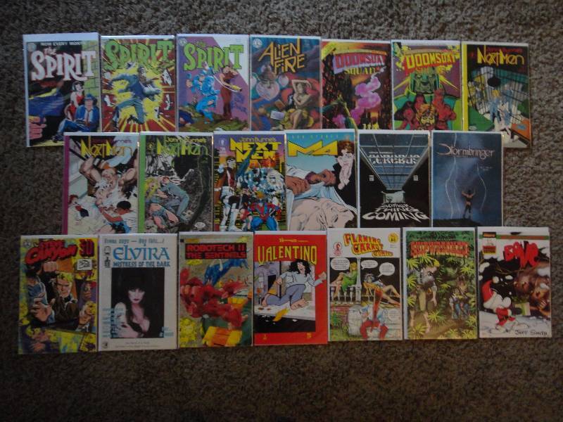 lot 1419 image: Huge Lot of Cult Comic Books, Bone, Elvira, The Spirit, John Byrne, more...