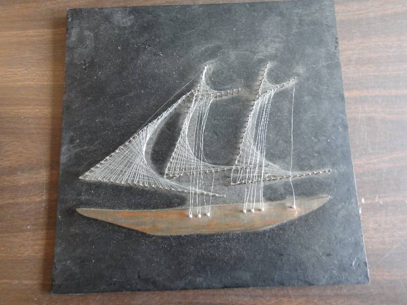 lot 173 image: Awesome Wire and Tack Wall Art Sailboat