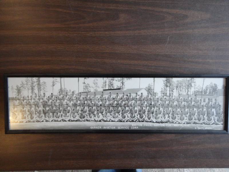 lot 197 image: 1952 Bartow Field Garner Aviation Service Members Panoramic Photo