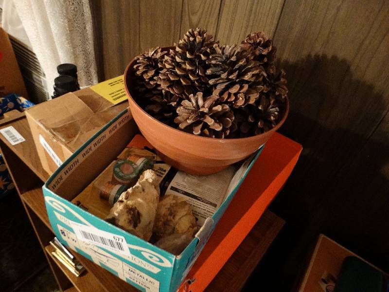 lot 677 image: Pine cones fuses flower pot