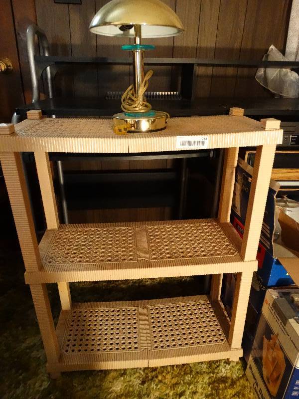 lot 714 image: Vintage plastic shelf w dome top lamp
