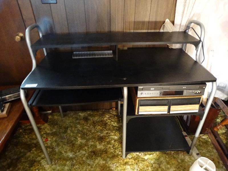 lot 718 image: Computer desk w VHS-DVD player