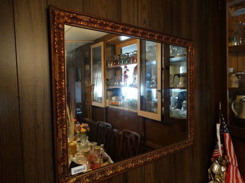 lot 753 image: Antique wood framed wall mirror
