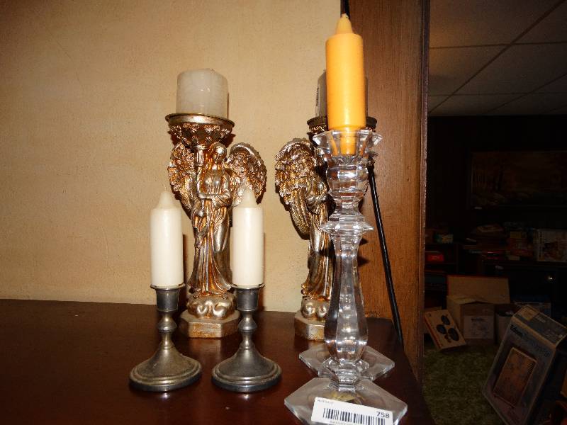 lot 758 image: 3 pairs of candle holders.
