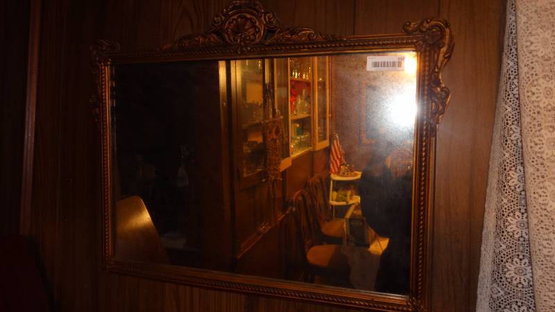 lot 550 image: Antique wood frame wall mirror