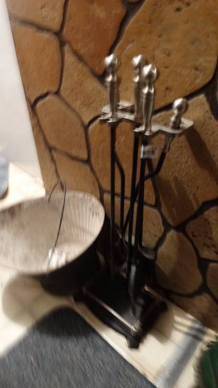 lot 575 image: Fireplace tool set & ash bucket