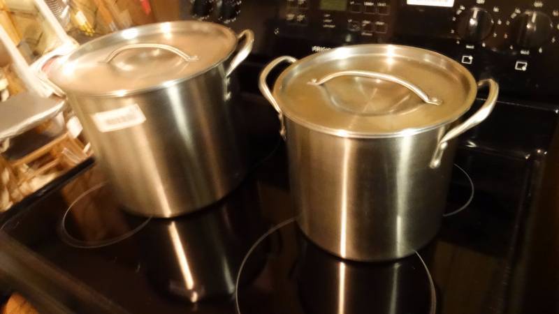 lot 610 image: 2 stock pots w lids