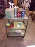3 shelf work cart with contents