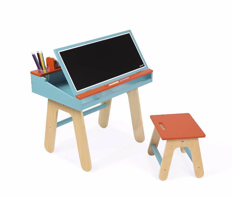 lot 3160 image: Janod Desk & Chair - Orange & Blue Desk & Chair
