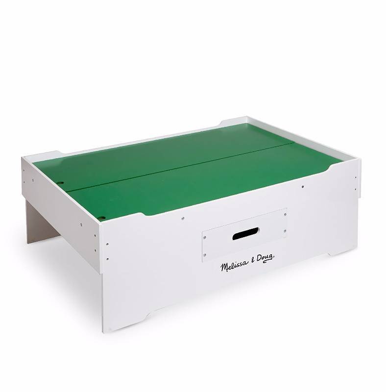 lot 3185 image: Melissa & Doug Deluxe Wooden Multi-Activity Play Table - For Trains, Puzzles, Games, More (AS IS IN BOX)