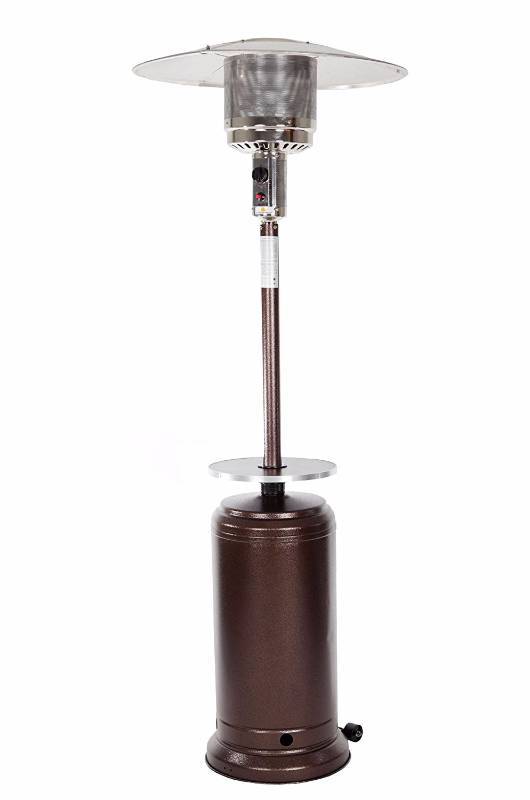 lot 3240 image: Fire Sense Standard Series Patio Heater with Adjustable Table, Hammer Tone Bronze (IN BOX)