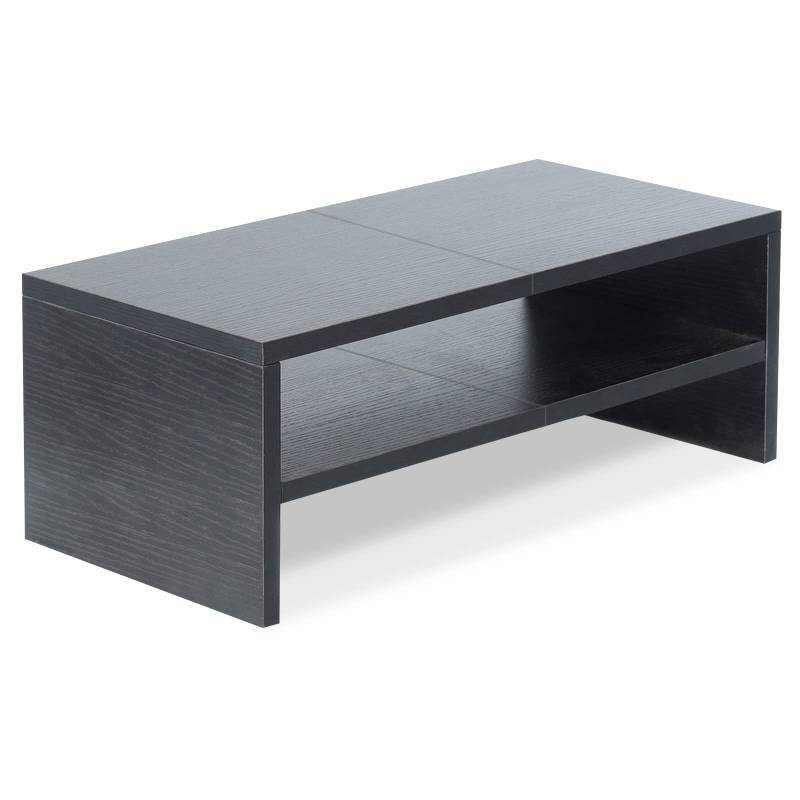 lot 44144 image: TEAMIX 2 Tiers Wooden Desktop Monitor Stand Riser 20 Inch Printer Stand with Double Storage Small TV Riser Laptop Keyboard Holder Business Desk Organizer Shelf Black Bookshelf