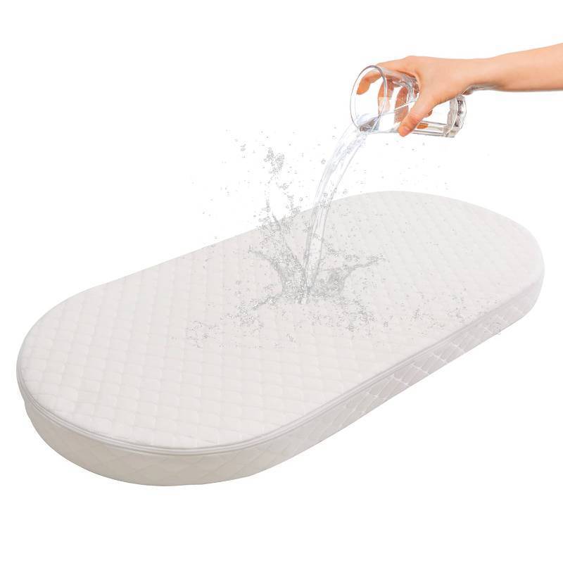 lot 44220 image: Wonder Living Baby Bassinet Mattress, Breathable, Premium Foam, Hypoallergenic, Non-Toxic, Oval Shaped with Removal Waterproof Cover, 20 x 33 x 2