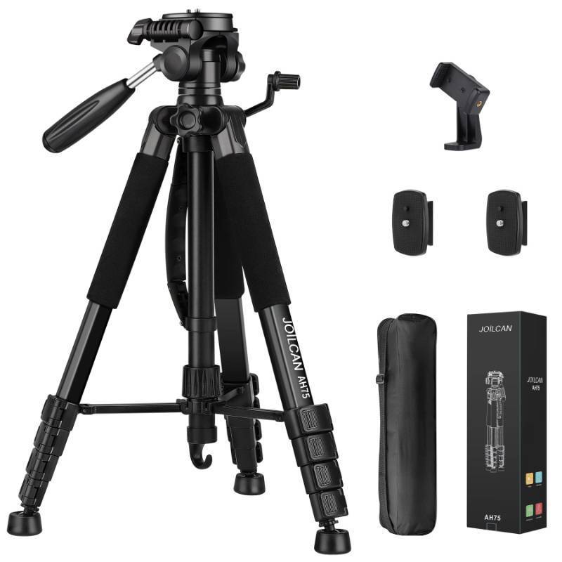 lot 44234 image: JOILCAN Tripod Camera Tripods, 74 Tripod for Camera Cell Phone Video Recording, Heavy Duty Tall Camera Tripod Stand, Professional Travel DSLR Tripods Compatible with Canon iPhone, Max Load 15 LB