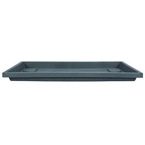 lot 46504 image: The HC Companies 29.5 Inch Venetian Rectangular Plant Saucer - Indoor Outdoor Plastic Plant Trays for Pots - 29.5x7.5x1.3 Warm Gray